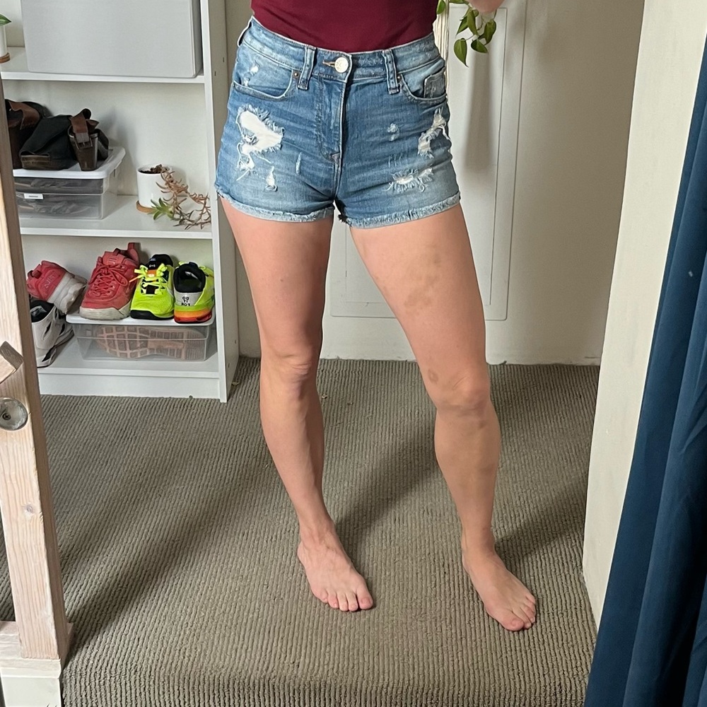 Express Distressed Stretch Denim Jean Shorts Jorts